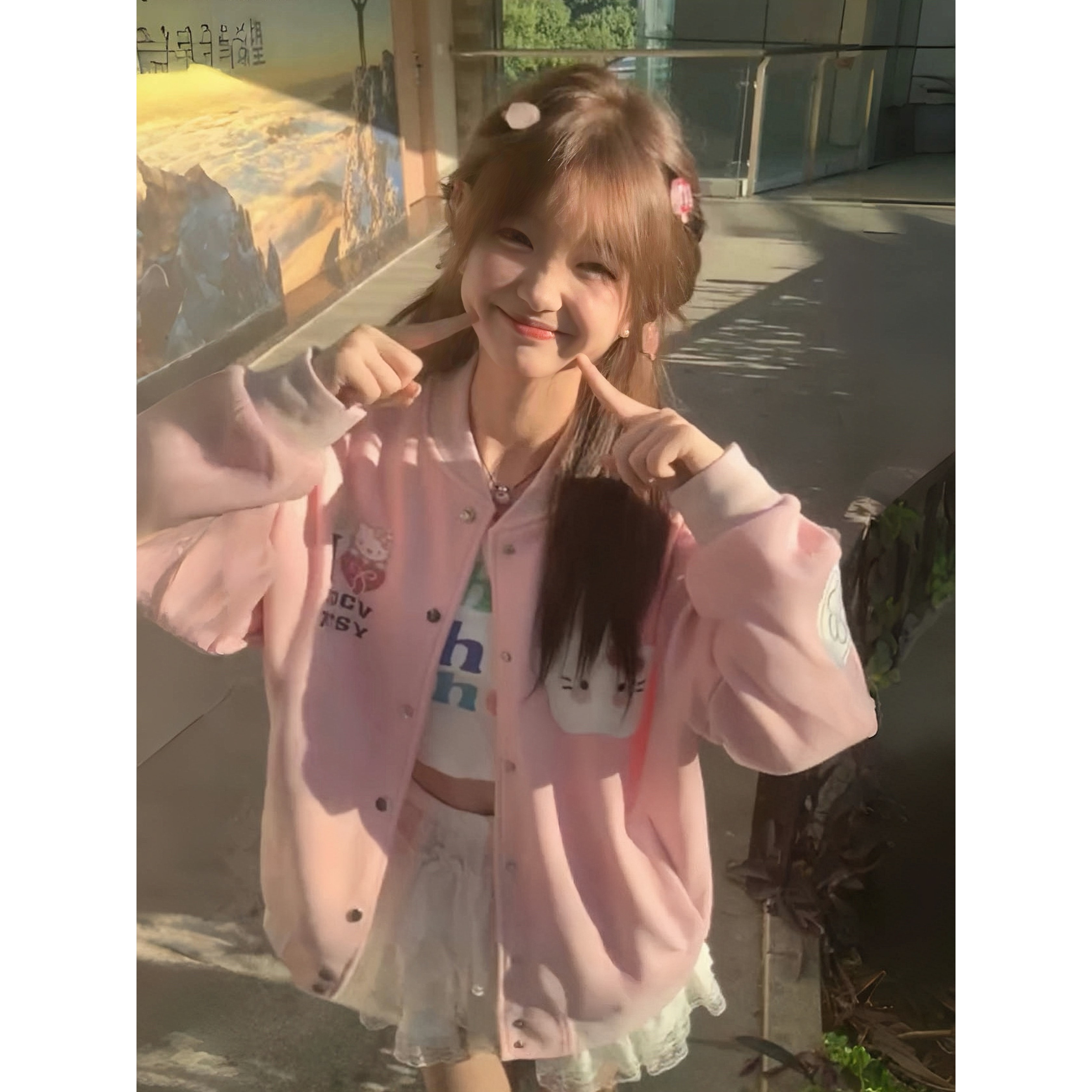 短外套学院风KT粉色刺绣学生炸街棒球服女防风春秋冬百搭小众in