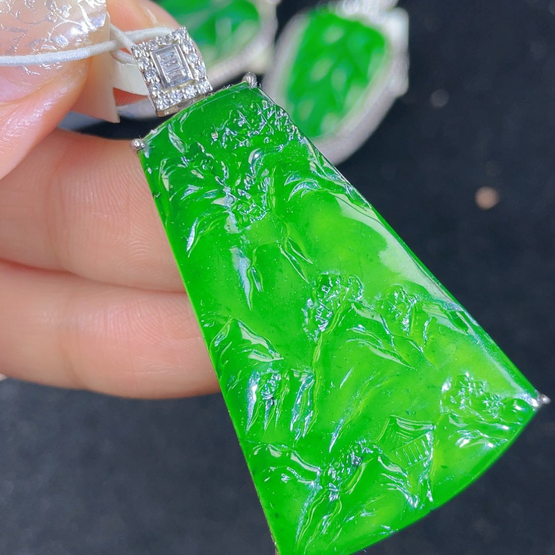 翡翠吊坠(不含链)银S925镶嵌