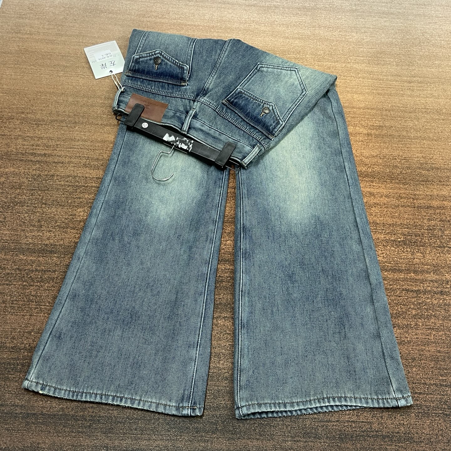 #B1-9976加绒-厚绒 高货 蓝色加长版兜盖口袋阔腿裤 无弹（不换退）