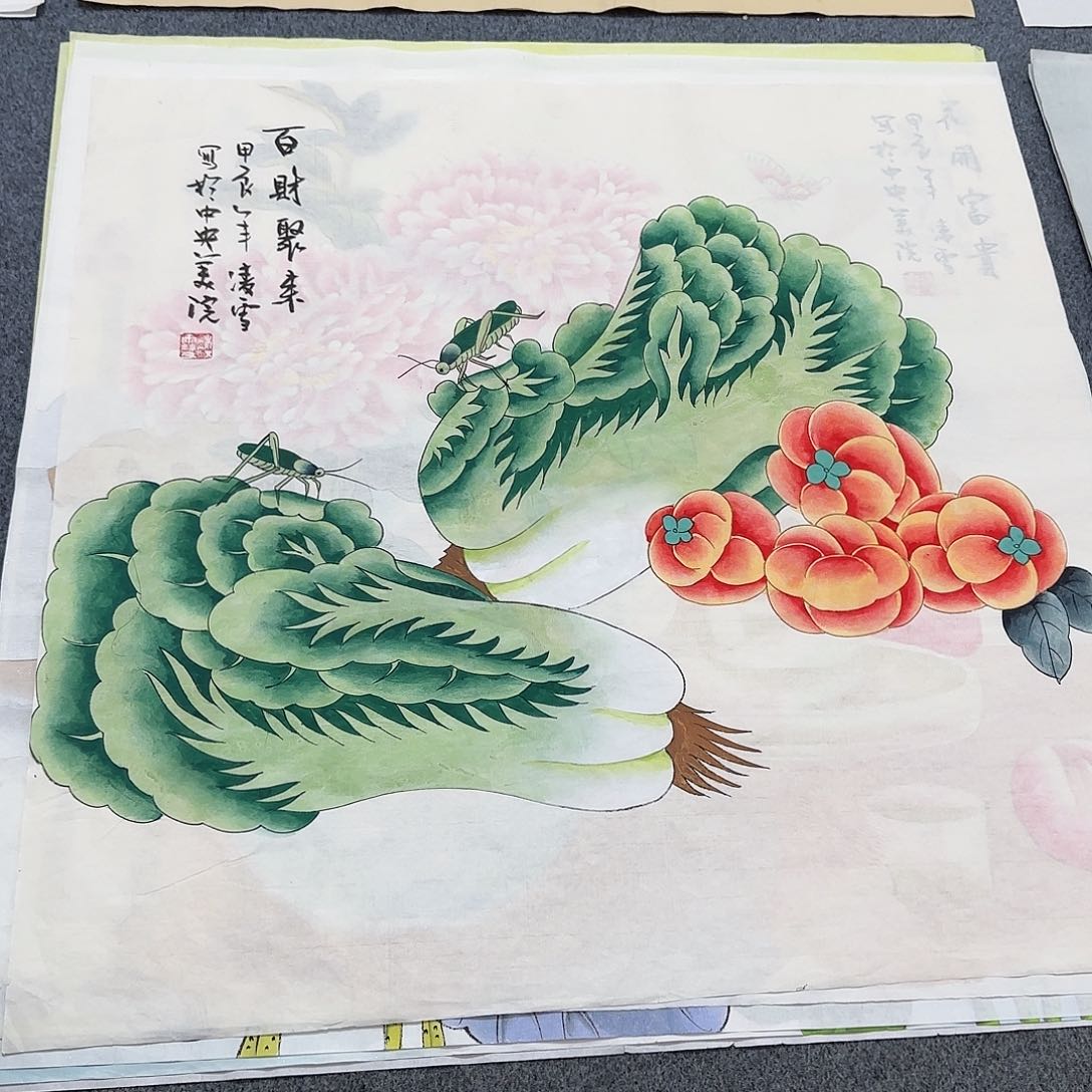 国画尺寸70X70手绘作品