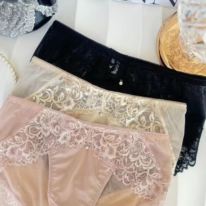 （100-160斤）新款秘密宫殿大码拼接蕾丝女士三角内裤