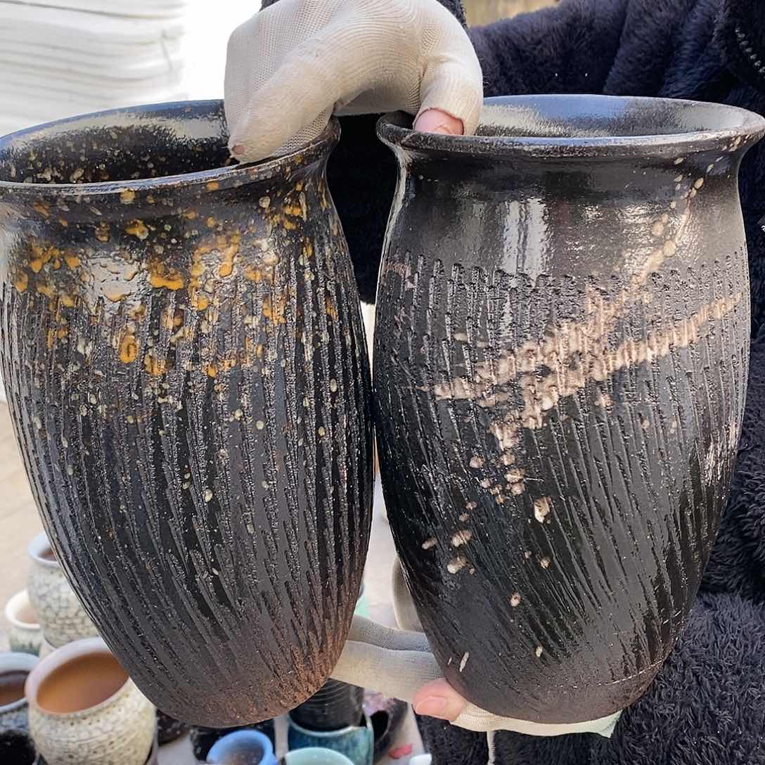 紫砂花盆瑕疵口15高25瑕疵