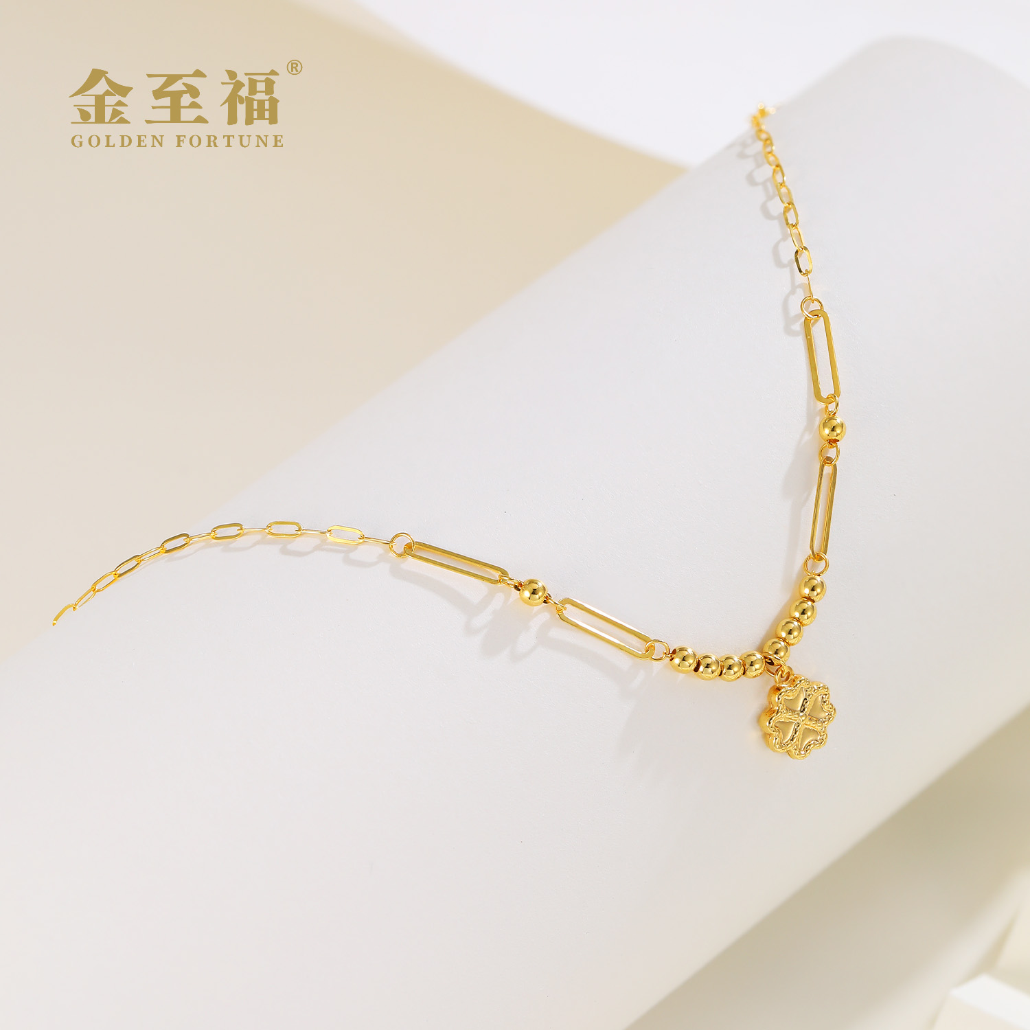 金至福18K金时尚四叶草手链百搭精致轻奢精美自戴送人礼物KS0017
