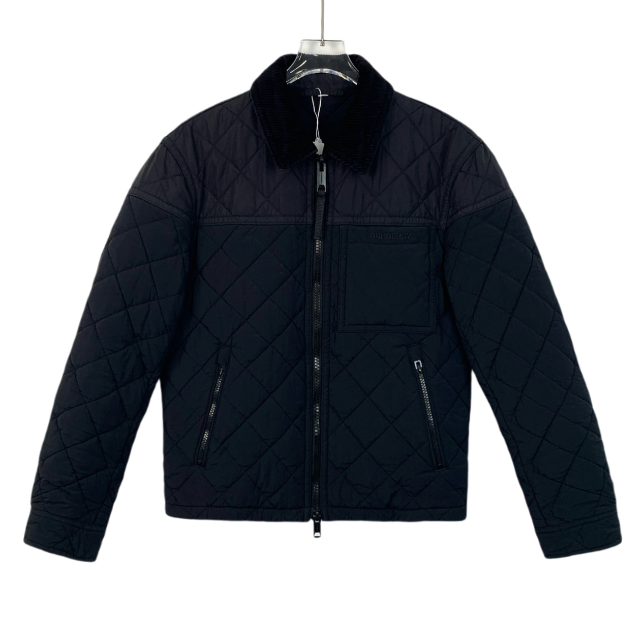 99新 BURBERRY/博柏利 X13376 logo刺绣菱形格纹棉服 XS码