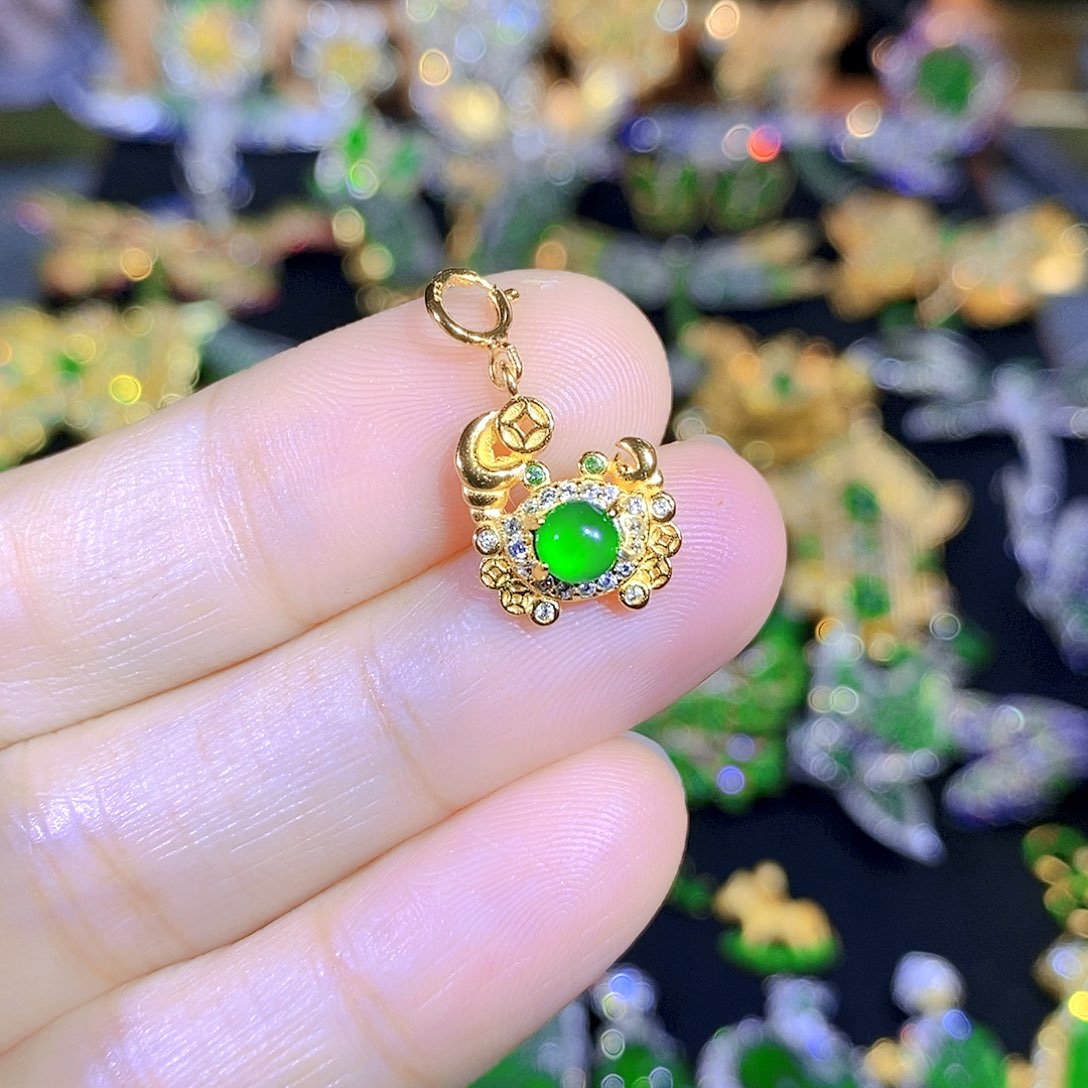 吊坠(不含链)银S925镶嵌翡翠