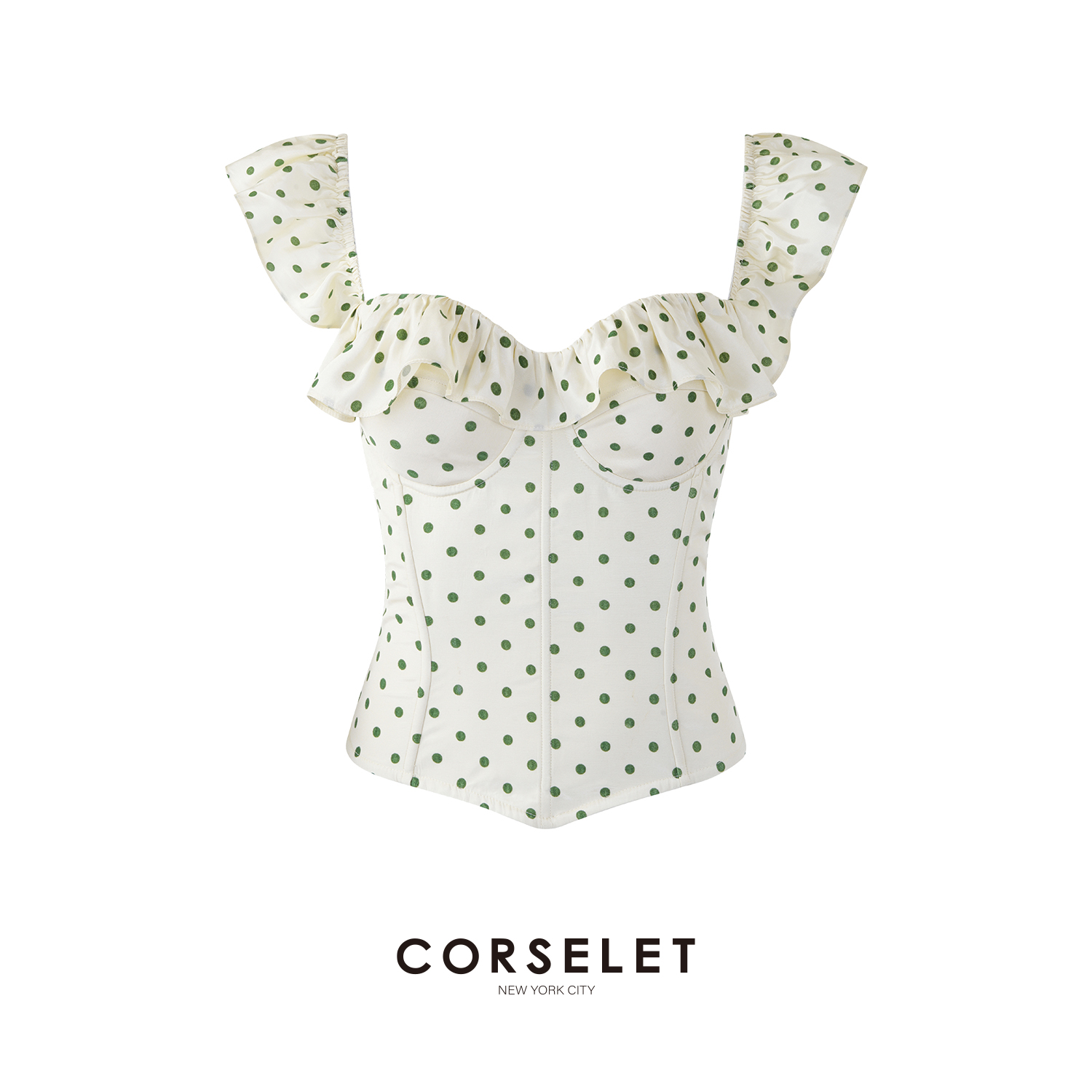 早秋福利CORSELET25春夏梦露风波点荷叶边塑形收腰显瘦鱼骨胸衣