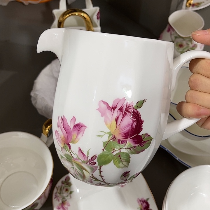 瓷片微瑕骨瓷多用壶一个玫瑰