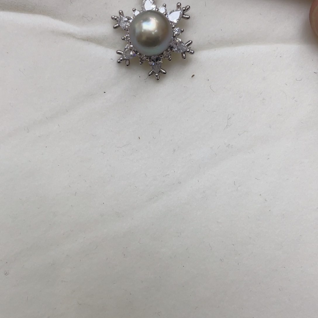 银S925镶嵌海水珍珠吊坠(不含链)