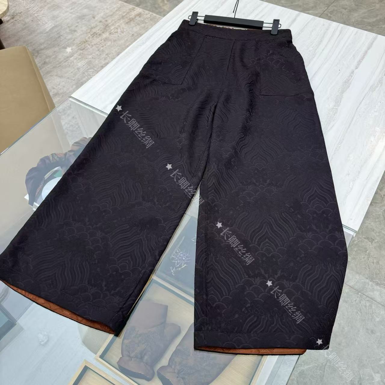 【长卿】国风复古新中式提花双面双穿直筒裤女FY5010805