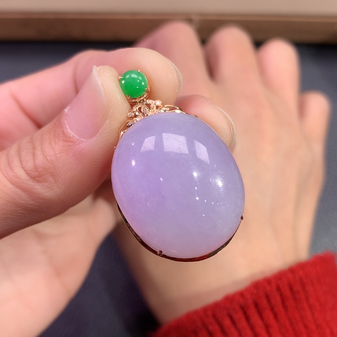 翡翠吊坠(赠链)18K金镶嵌