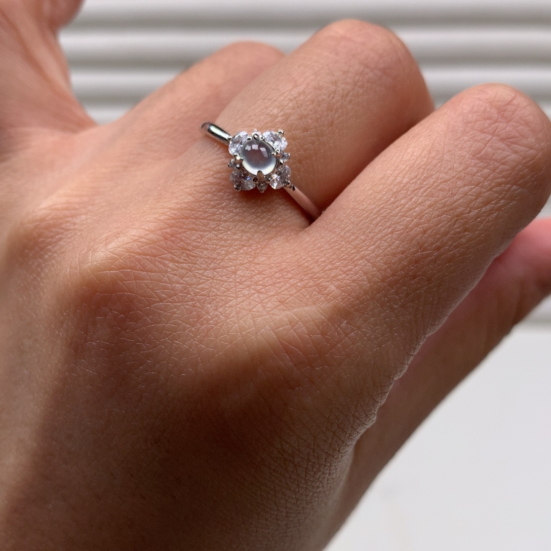 翡翠银S925镶嵌颈饰戒指