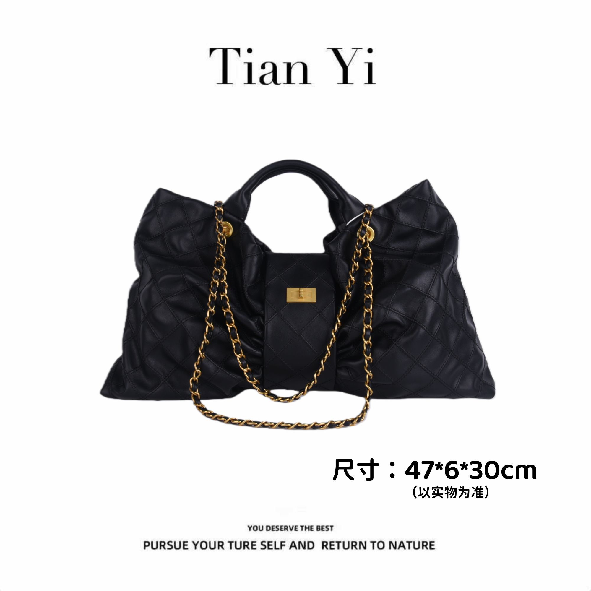 【Tian Yi渠道货】高级感小众设计休闲百搭手提包YL020黑色