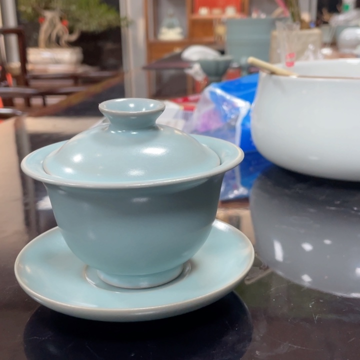 拿**你仿古釉元宝三次盖碗