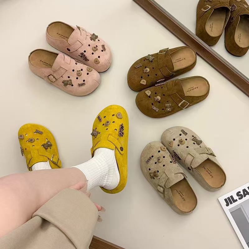 2699-2春季卡通小熊2025年春季厚底外穿增高时尚百搭博肯半拖鞋