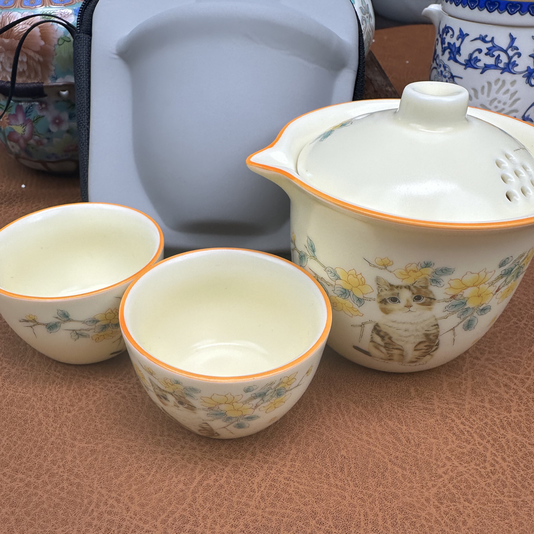 【闪购商品】黄龙玉汝桂花猫 一壶2杯➕茶巾➕包DD 032