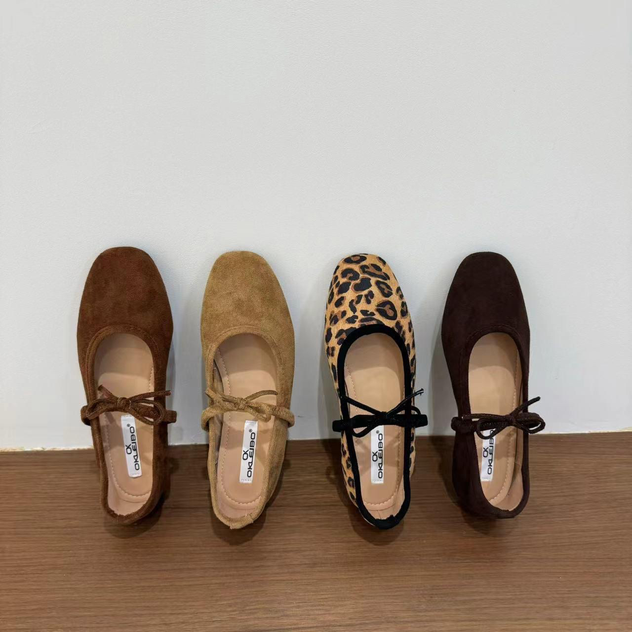 圆头韩版蝴蝶结冬季玛丽珍平跟浅口透气系带方头单鞋