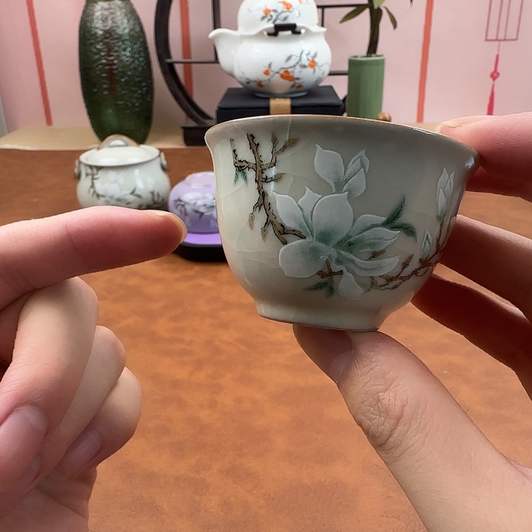 瓷片优一堂黄汝玉兰品茗杯