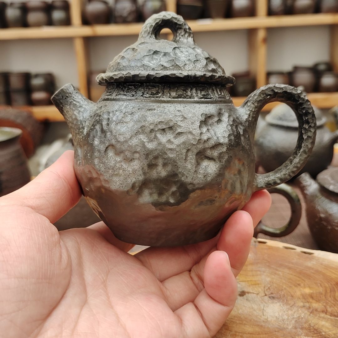 坭兴陶龙窑纯柴烧全手工茶壶180c