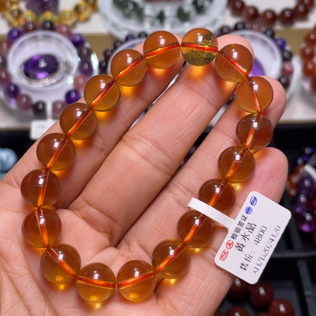 水晶手链未镶嵌巴西金红料毕业级