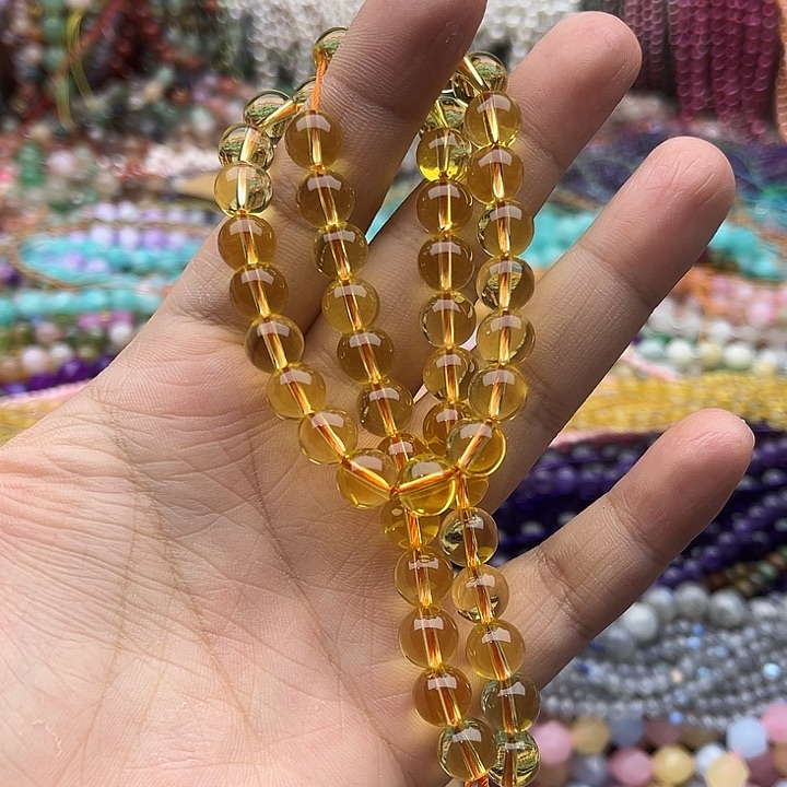 玛瑙/玉髓未镶嵌珠宝半成品一条8mm左右净体黄水晶