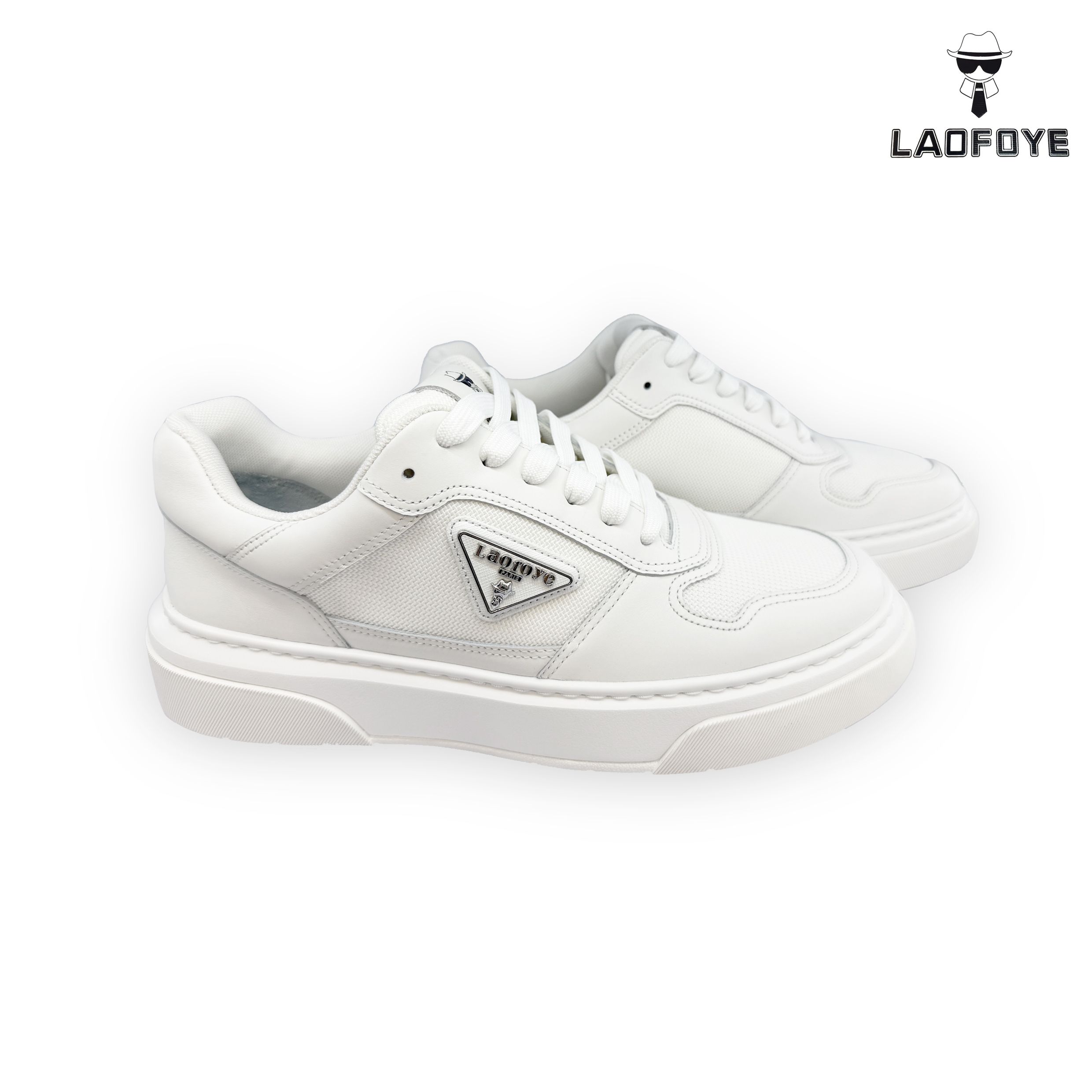 小LAOFOYE老佛爷休闲鞋网面板鞋运动鞋白色男士小白鞋透气