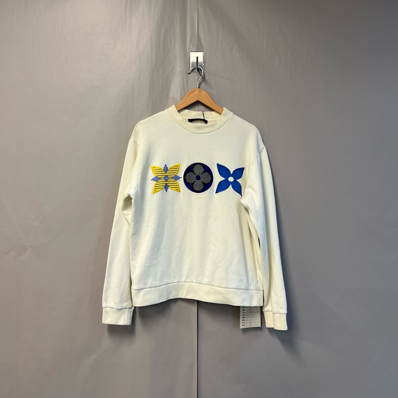 99新 LouisVuitton/路易威登 白色拼色花卉印花刺绣卫衣s码#5730