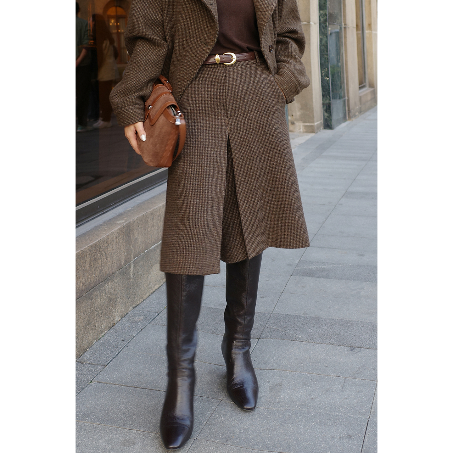 【纽约胶片】绅士格调 隐形风琴裤冬季羊毛呢保暖五分裤裙裤