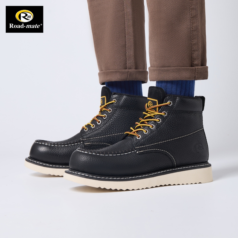 路伴男鞋牛皮复古经典马克工装鞋高帮系带英伦靴门店同款
