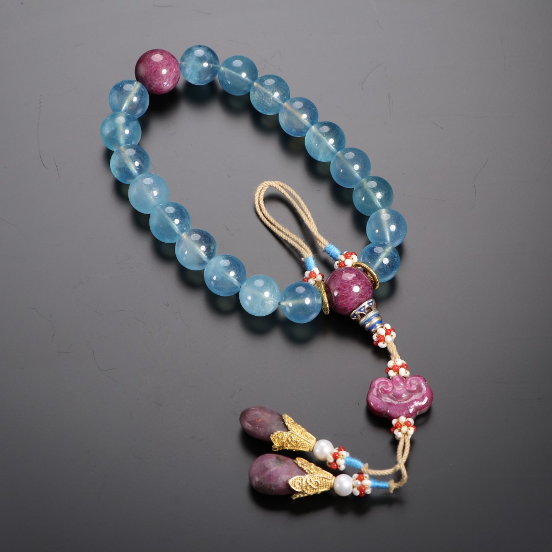 《博古文物》-海蓝宝-十八子手持-Xx-250218