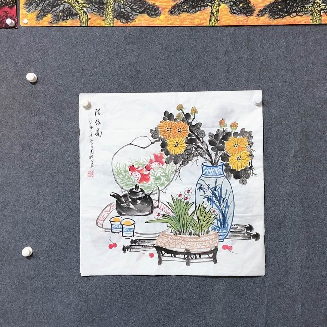 国画四尺斗方一副