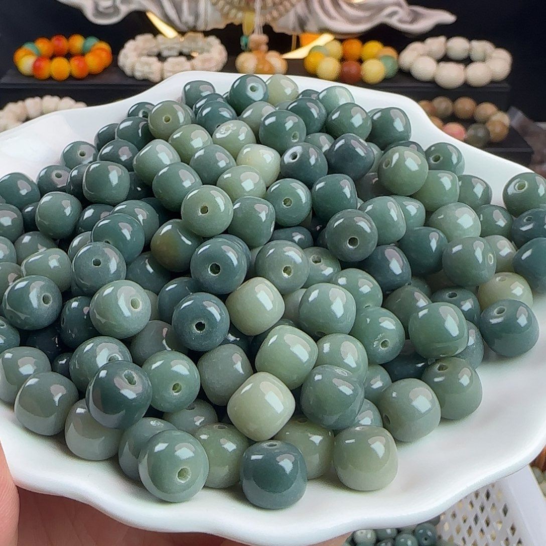 菩提根/象牙果吊坠微瑕卡10玉化海盐蓝桶150颗