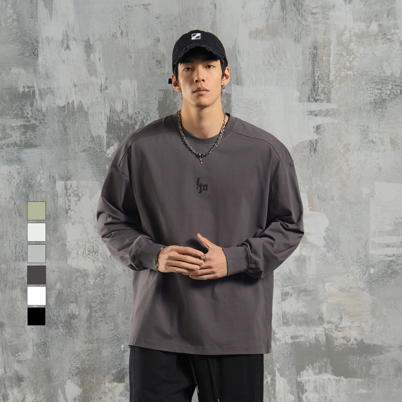 鹿神同款【肩宽膨胀T】宽松休闲百搭大码打底男美式运动健身T恤长袖