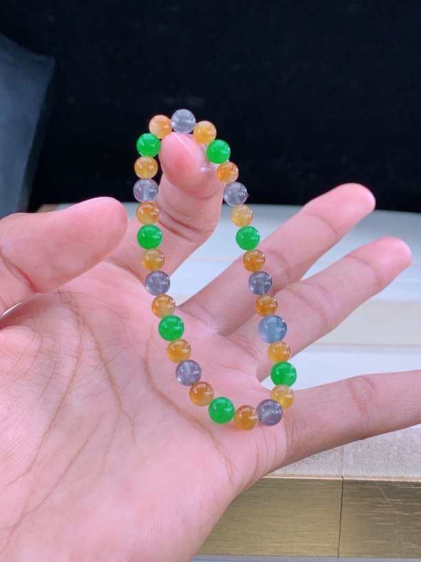 福禄寿禧財特色浓色系高品质缅甸纯天然翡翠A货多宝手串
