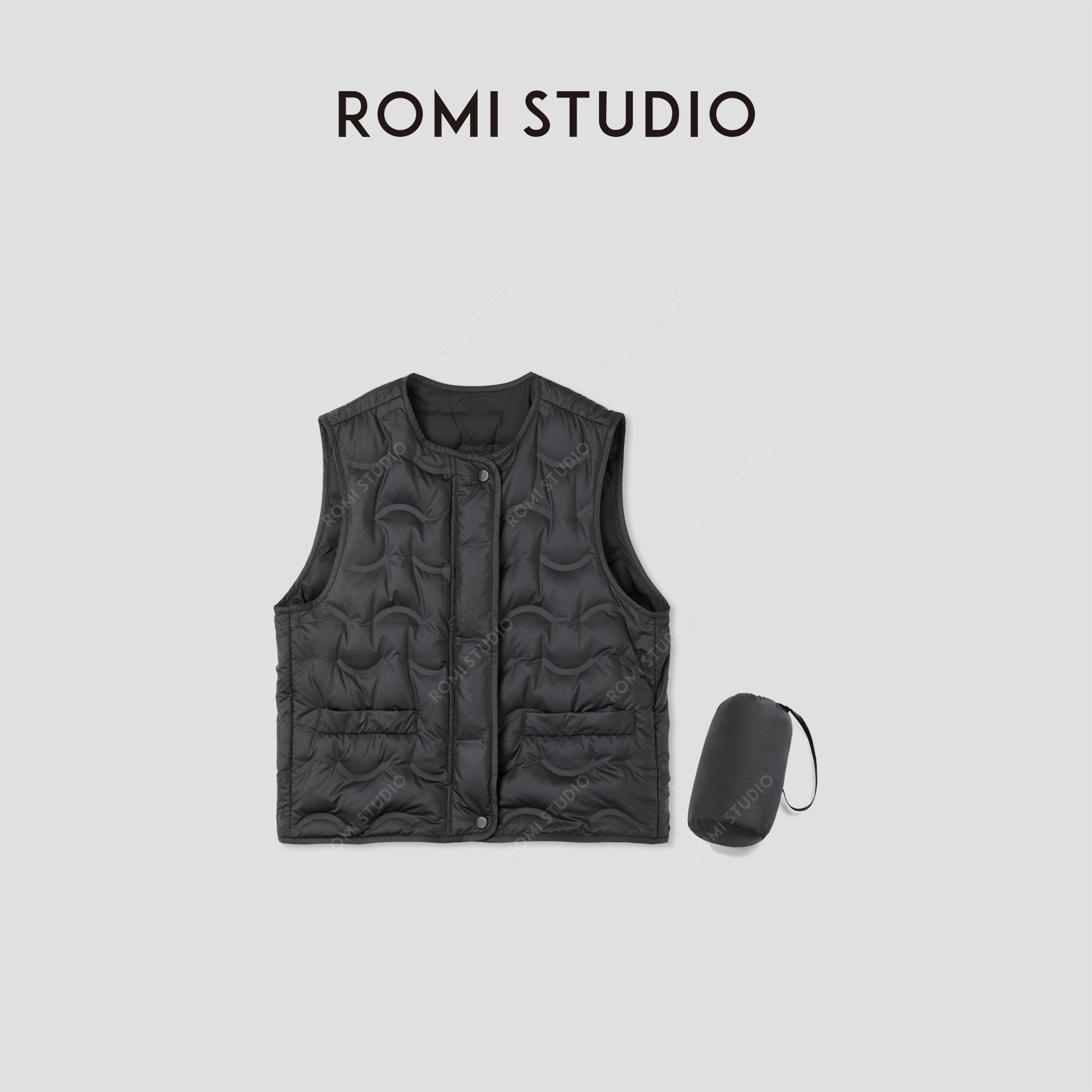 ROMI STUDIO“轻盈锁温”波兰95白鹅绒轻薄保暖羽绒马甲RWCAW86110