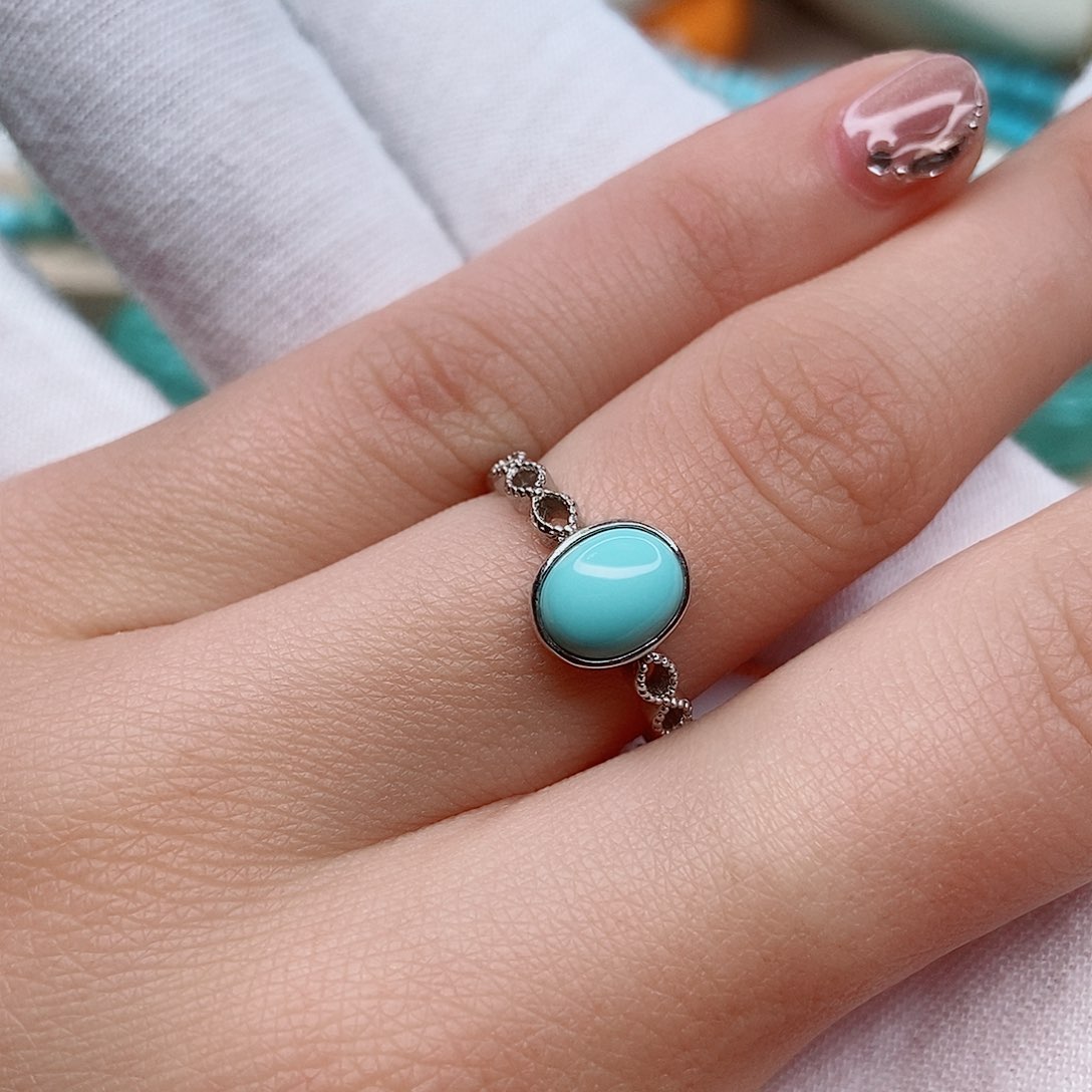 绿松石戒指银S925镶嵌