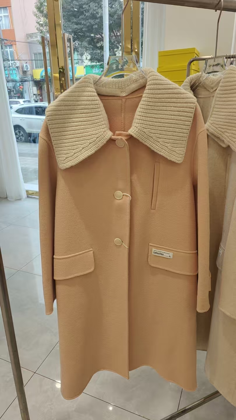 雪琴小屋洋气针织翻领羊毛大衣