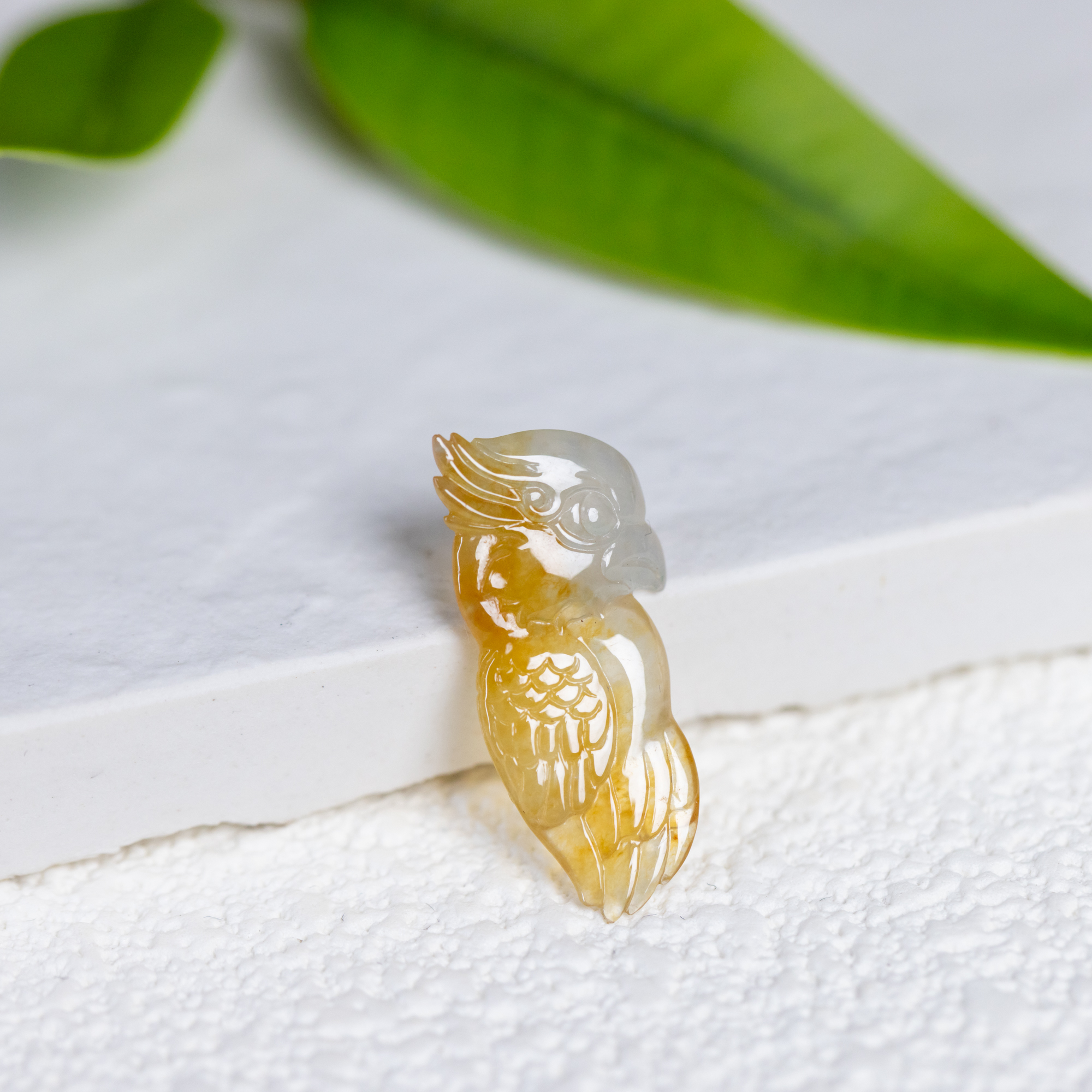 【新品FL】钦点-天然A货翡翠-黄英明神武鹦鹉裸石