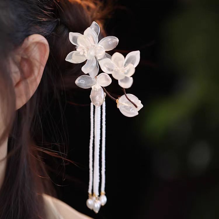 【云鬓花颜阁琉璃发钗】白玉瑶新中式仙气手工古风汉服发饰B15