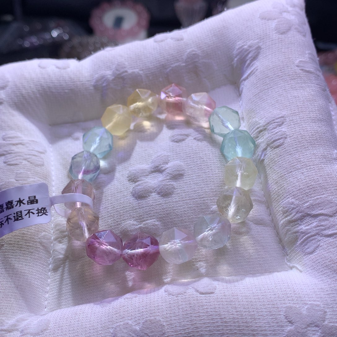 未镶嵌水晶手链彩萤石切面