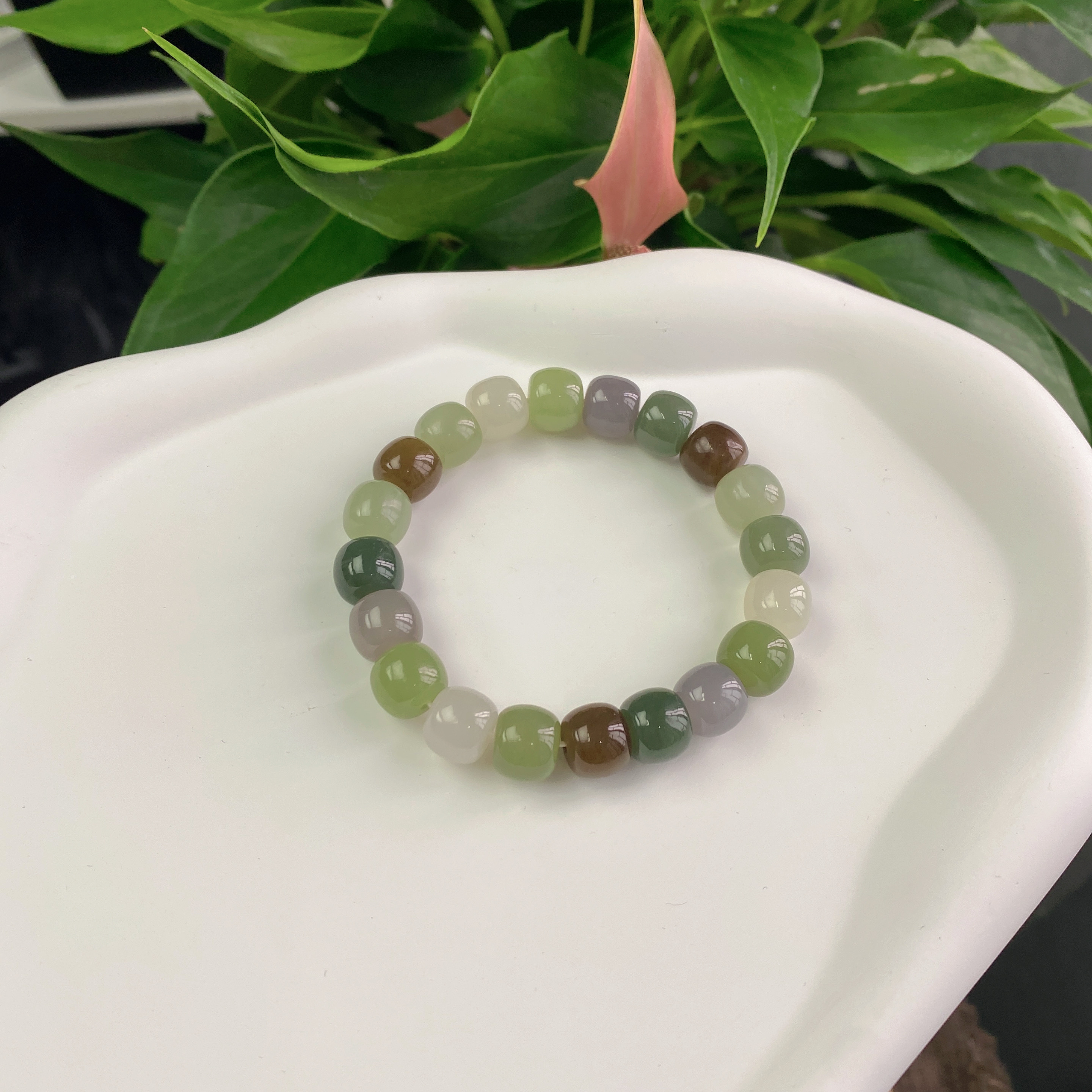 和田玉多宝手串手工时尚老型单圈玉手串玉手串百搭轻奢清新女士