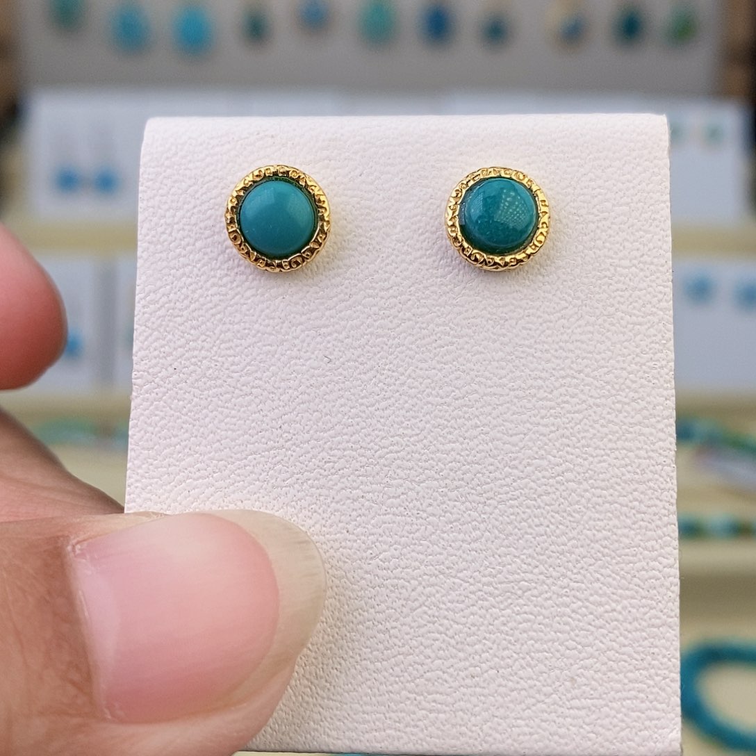 银S925镶嵌绿松石耳饰