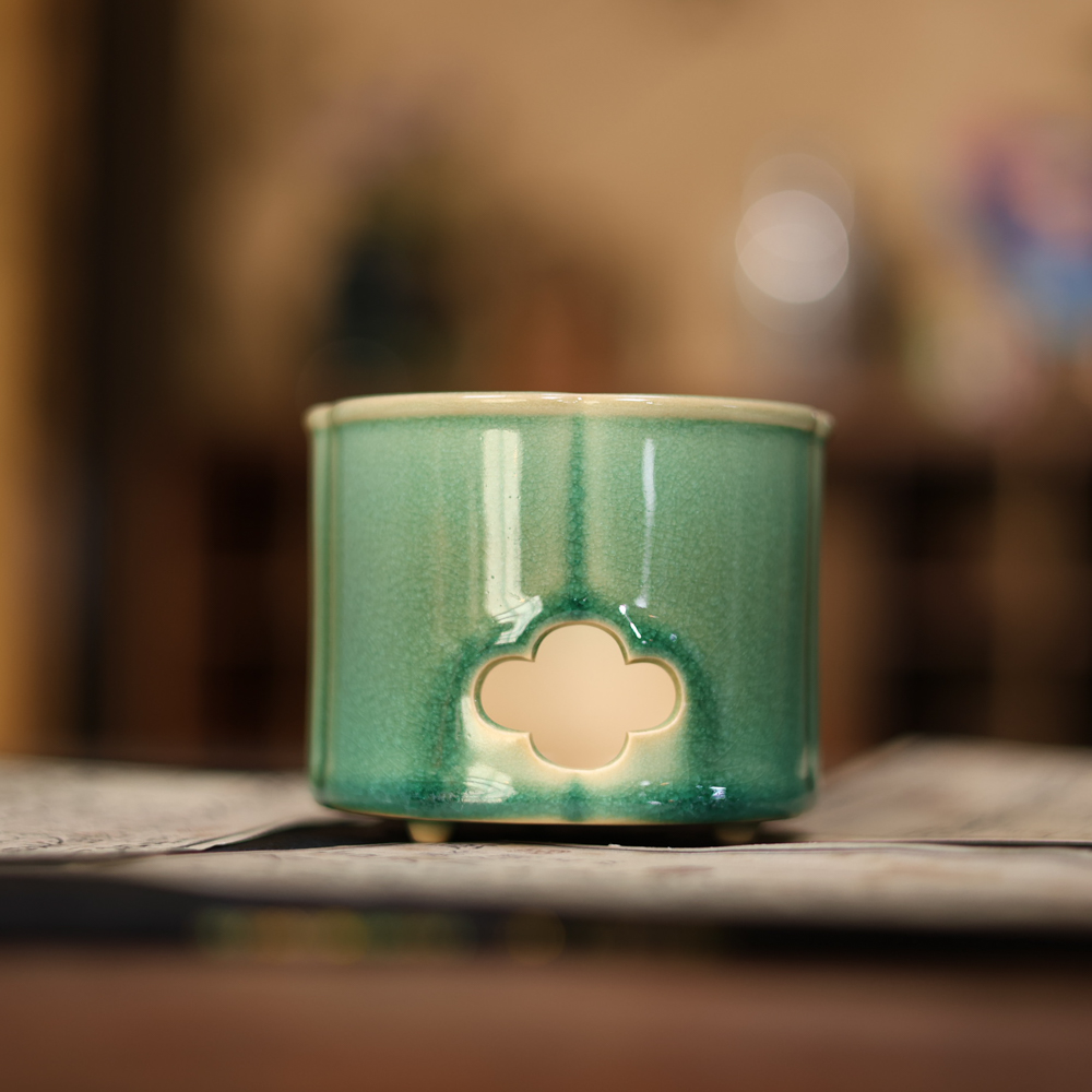 【小田甄陶】松影琉璃-梵山堂-素面海棠酒精炉煮茶炉（W0709）