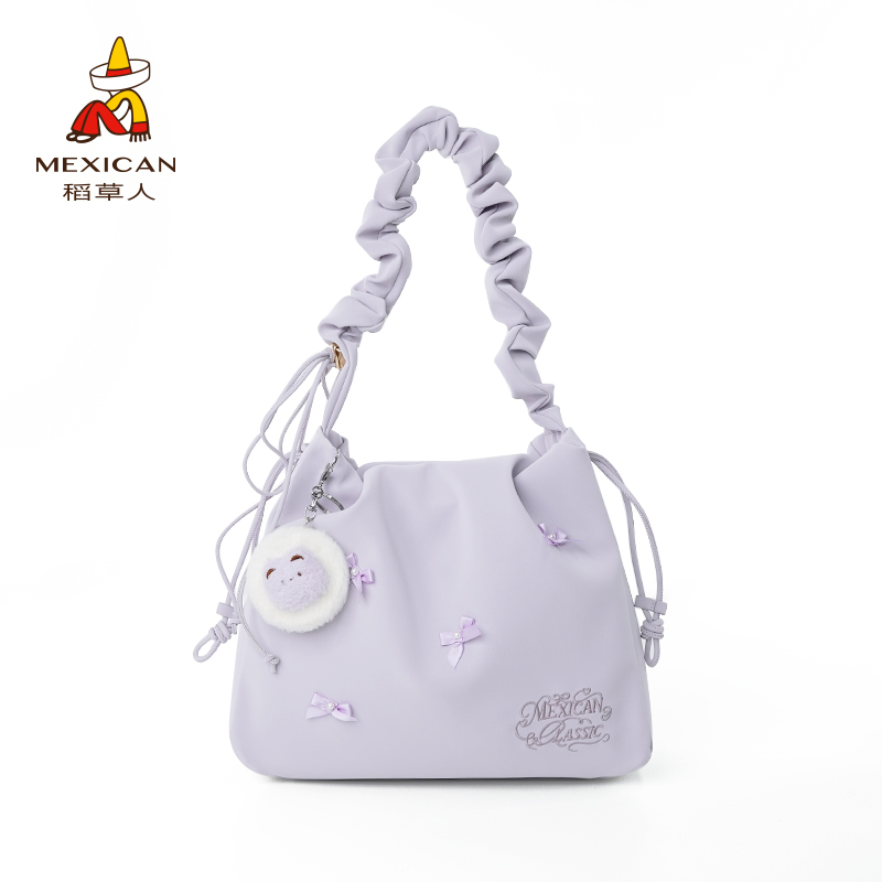稻草人25新款温柔甜美蝴蝶结芭蕾风轻便时尚休闲单肩斜挎包
