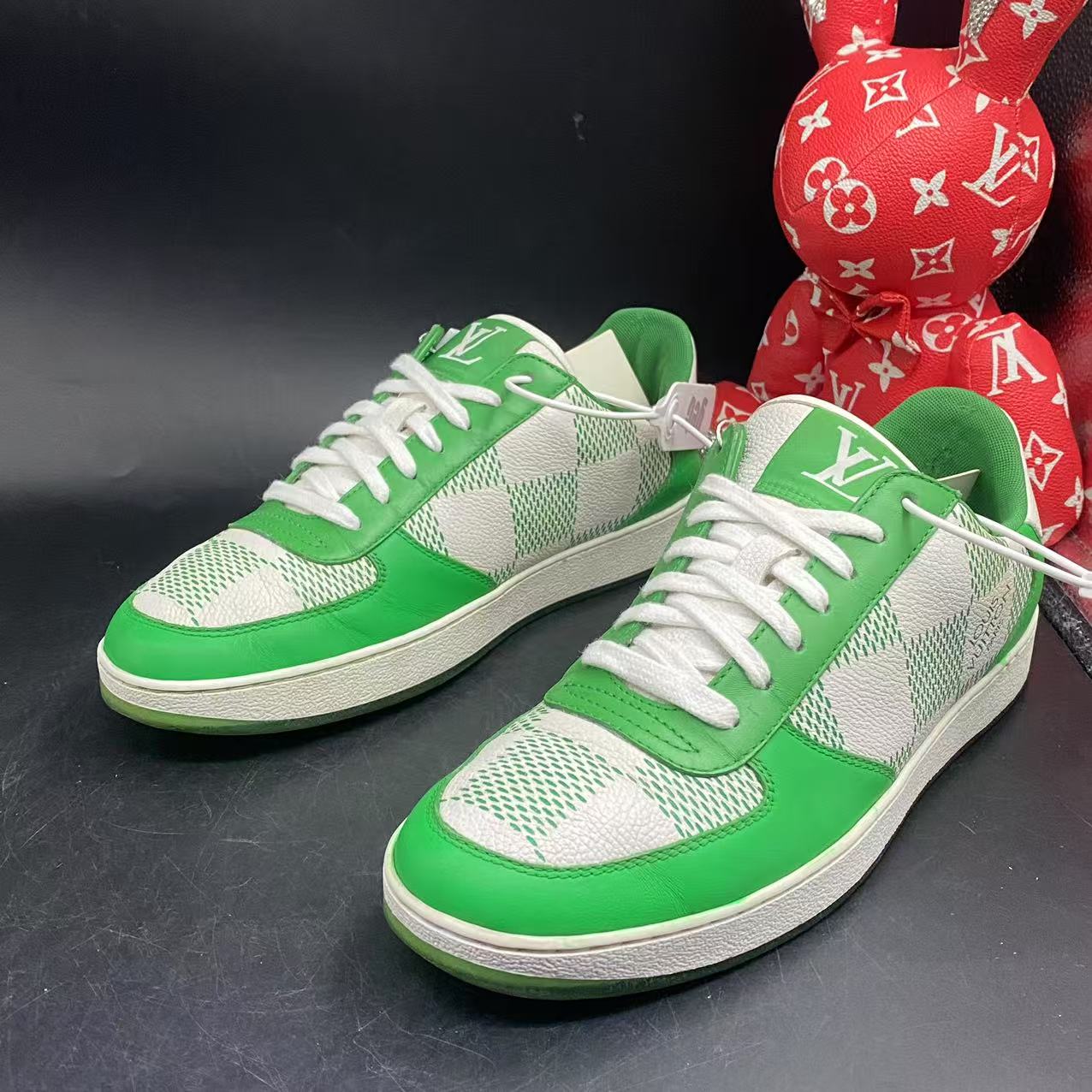 【聚星优选】LouisVuitton/路易威登白绿色棋盘格板鞋39欧码kke068