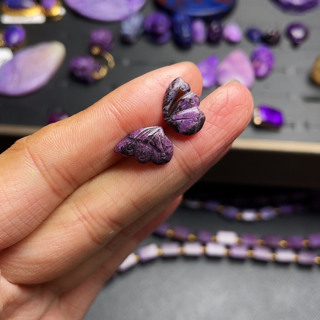 苏纪石（舒俱来）耳钉银S925镶嵌