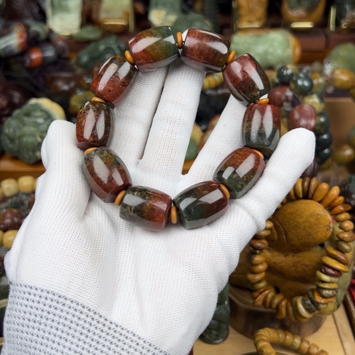 岫岩河磨玉（透闪石质玉）手串未镶嵌用****O