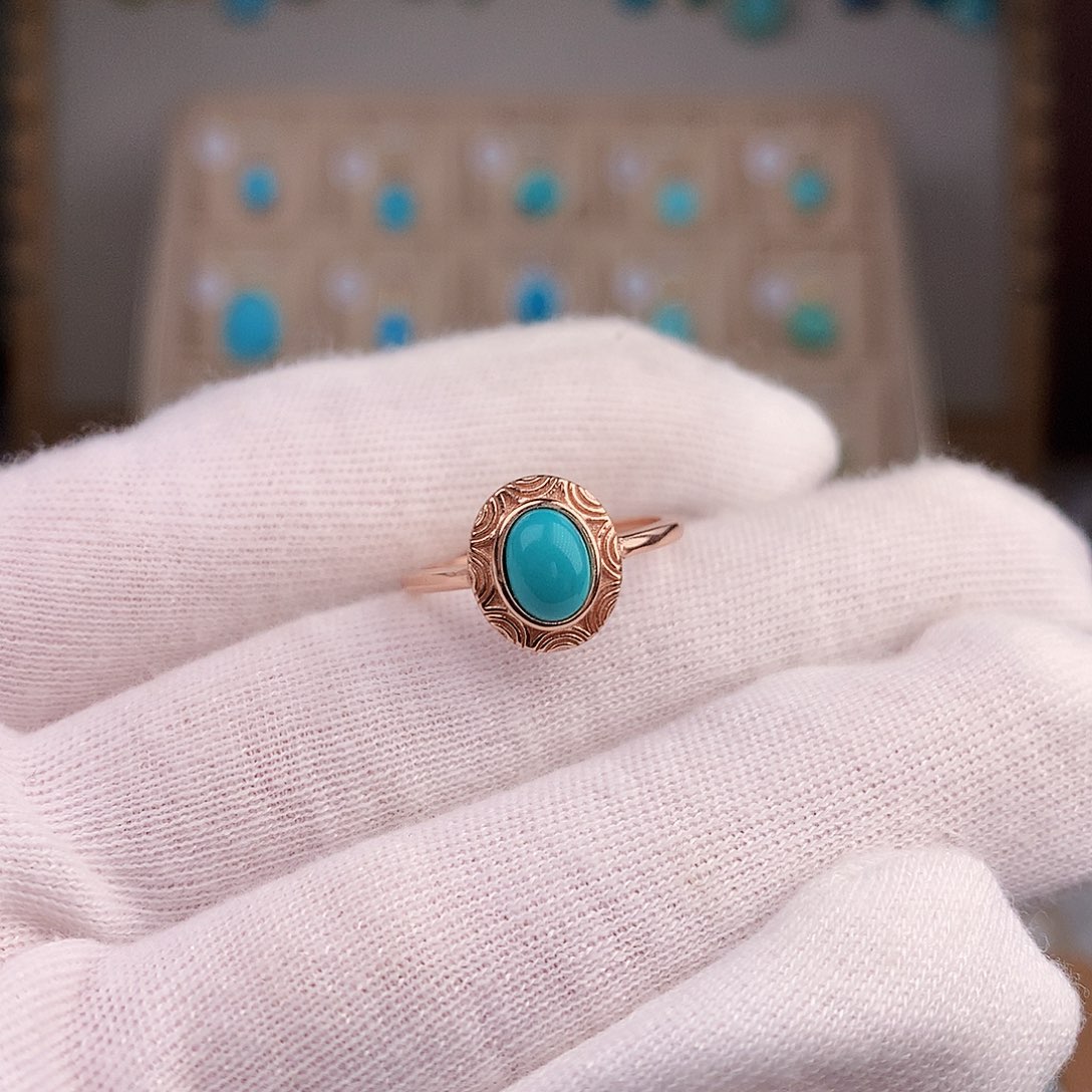 绿松石戒指银S925镶嵌