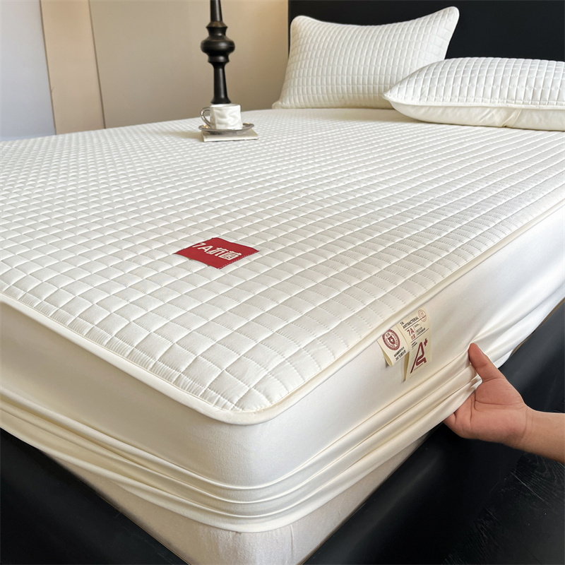 无印风新款7A抗菌夹棉防水方块床笠单品床笠床笠单件 防水隔尿