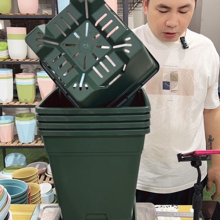 方盆口23高26军绿色5个带托