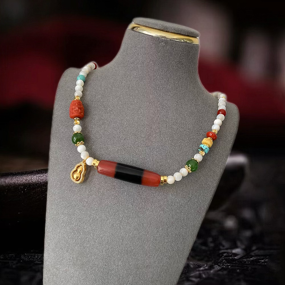 聚缘一线精品优质天然老玛瑙真品台湾一代至纯西藏藏天珠吊坠项链